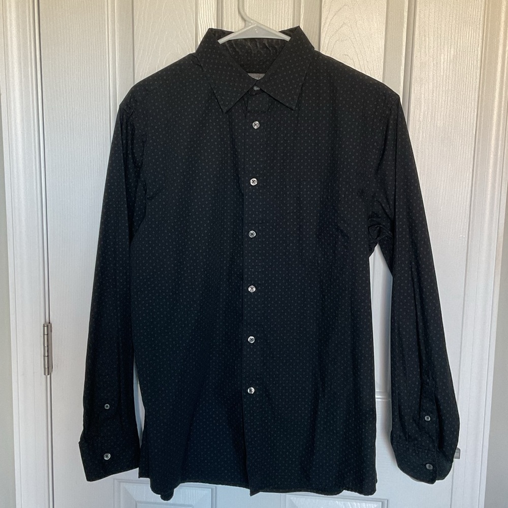Merona Men's Black Patterned Button-Down Shirt